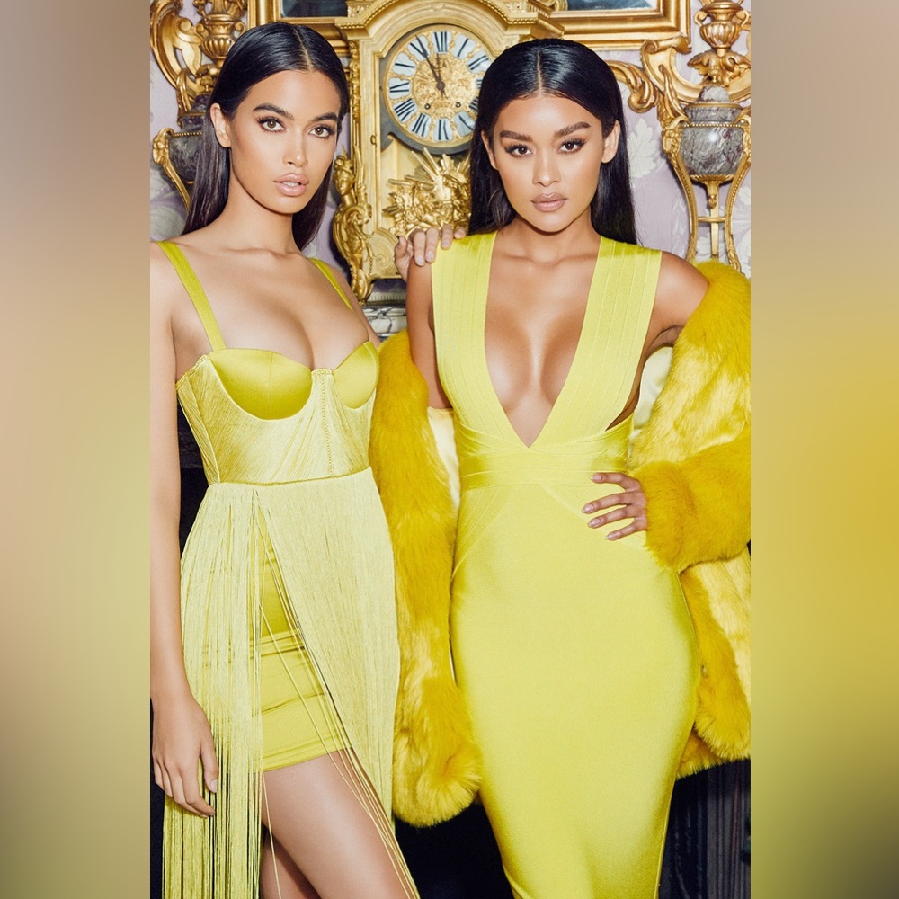 House of CB Sunshine Yellow Fringe Mini Dress - Picture 2 of 14